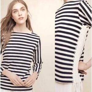 Anthropologie Pepin Mariner Crochet Fringe Top Nautical Coastal Boating Cruise